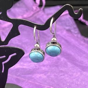 Silver turquoise earrings 1”